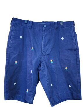J Crew Rivington Men’s Mermaid Seashell Embroidered Chino Shorts Sz 34W Navy
